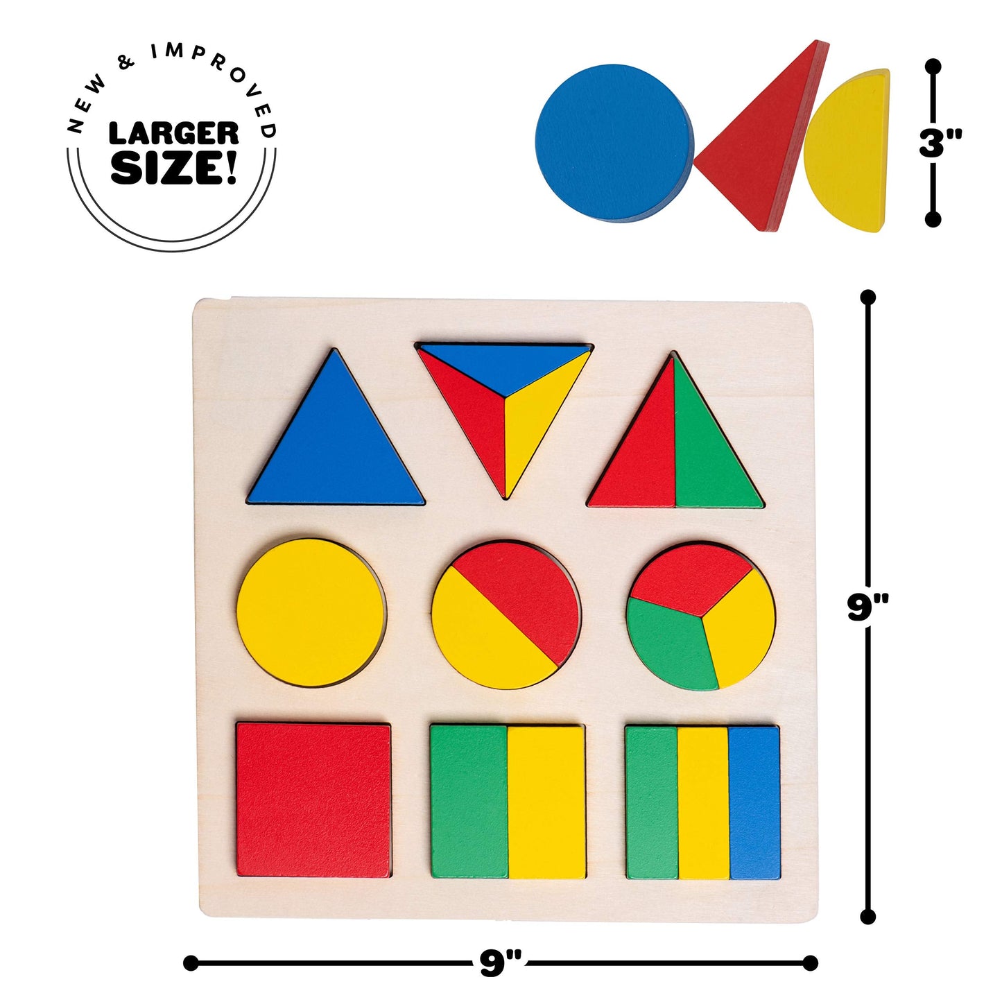 Set of 2 Wooden Shape Puzzles for Toddlers 1-3 with Assorted Blocks - Safe and Vibrant Montessori Toys for Little Girls and Boys - Shape Puzzles and Toy Blocks