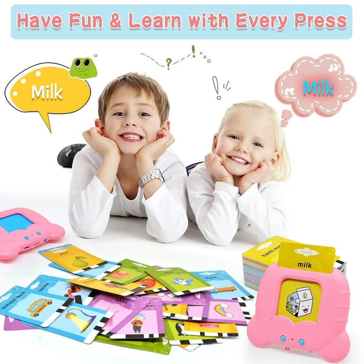 Talking Flash Cards Learning Toys for 1-6 Years Old Boys Girls,Autism Sensory Toys for Autistic Children,Speech Therapy Toys,Learning Montessori Toys,224 Sight Words(Pink)