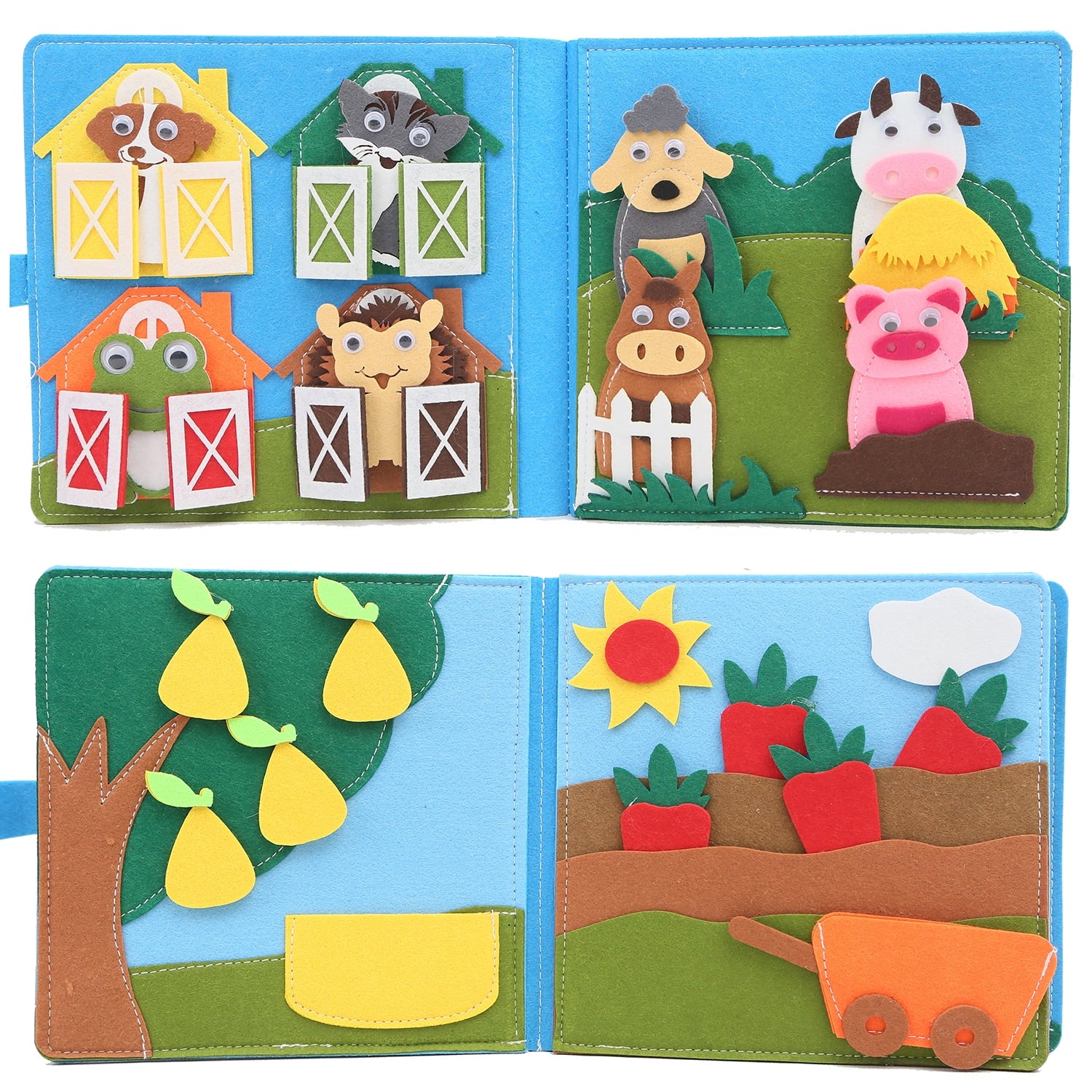 Montessori Busy Book Busy Board Toddlers Felt Quiet Book 3D Activities Cloth Story Book My Preschool Learning Education Toys for Baby Boys Girls 2 3 4 5 6 Years Old Farm Barn Autism Sensory Gifts