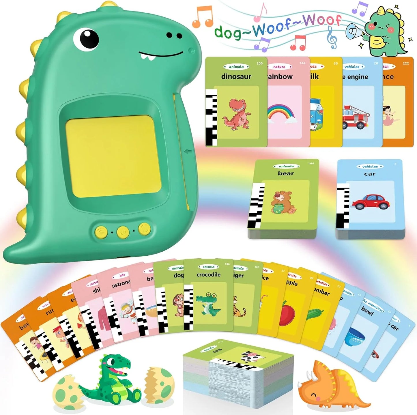 224 Sight Words Dinosaur Talking Flash Cards Kids Toddler Toys, Birthday for Kids, Montessori Toys, Sensory Toys Educational Learning Toys Gifts for 2 3 4 5 6 Boys Girls