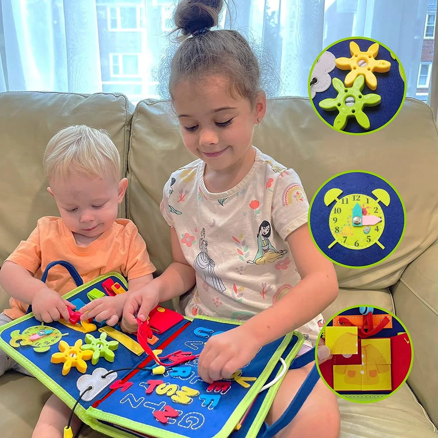 Busy Board Preschool Learning Toys for Toddlers 1 2 3 4 Years Old, Montessori Sensory Board Toddler Activities Board as Toddler Travel Toys