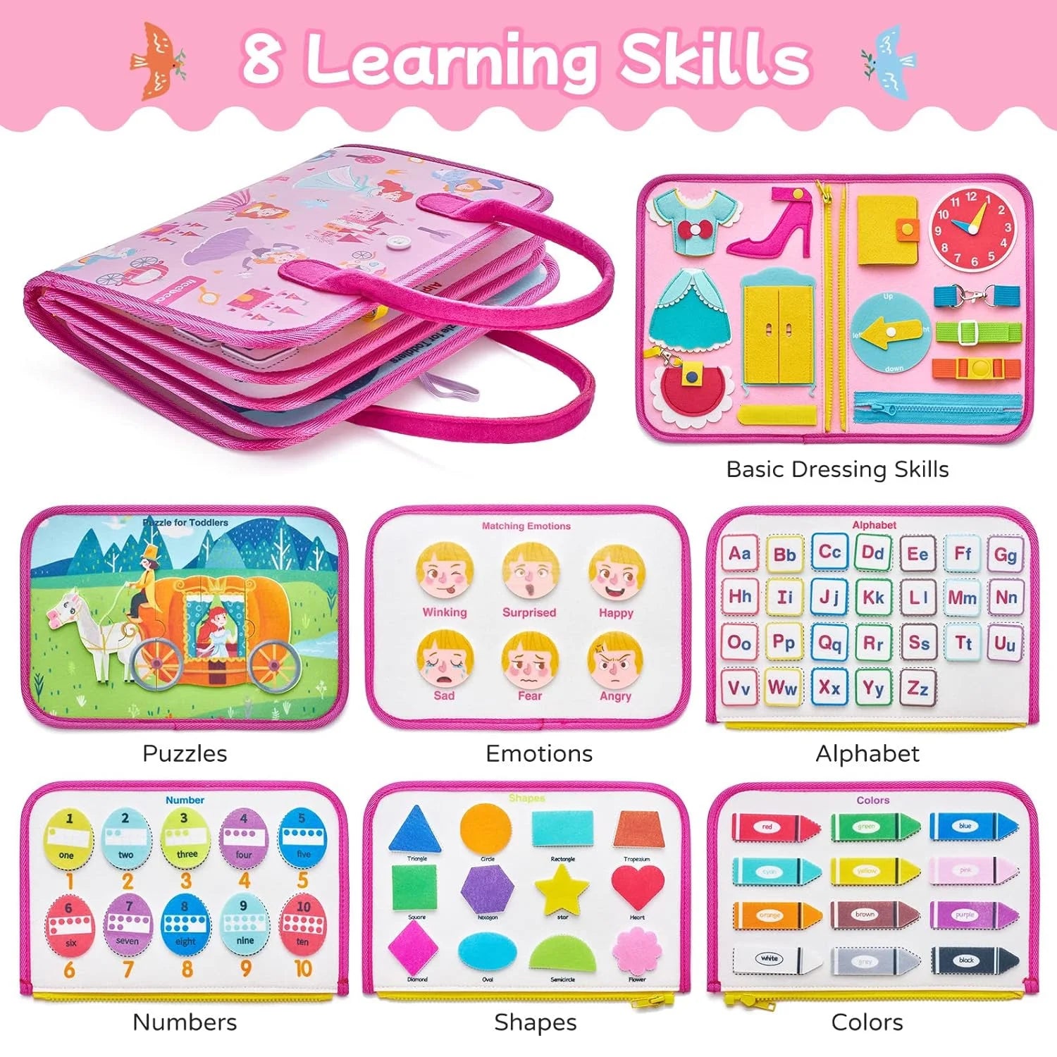 Montessori Toys for Toddler Girls, Busy Board Toys for Toddlers 1-3, Learning Educational Toys for 1 2 3 Year Old Girls, Birthday Gifts for 1 2 3 Year Old Girls