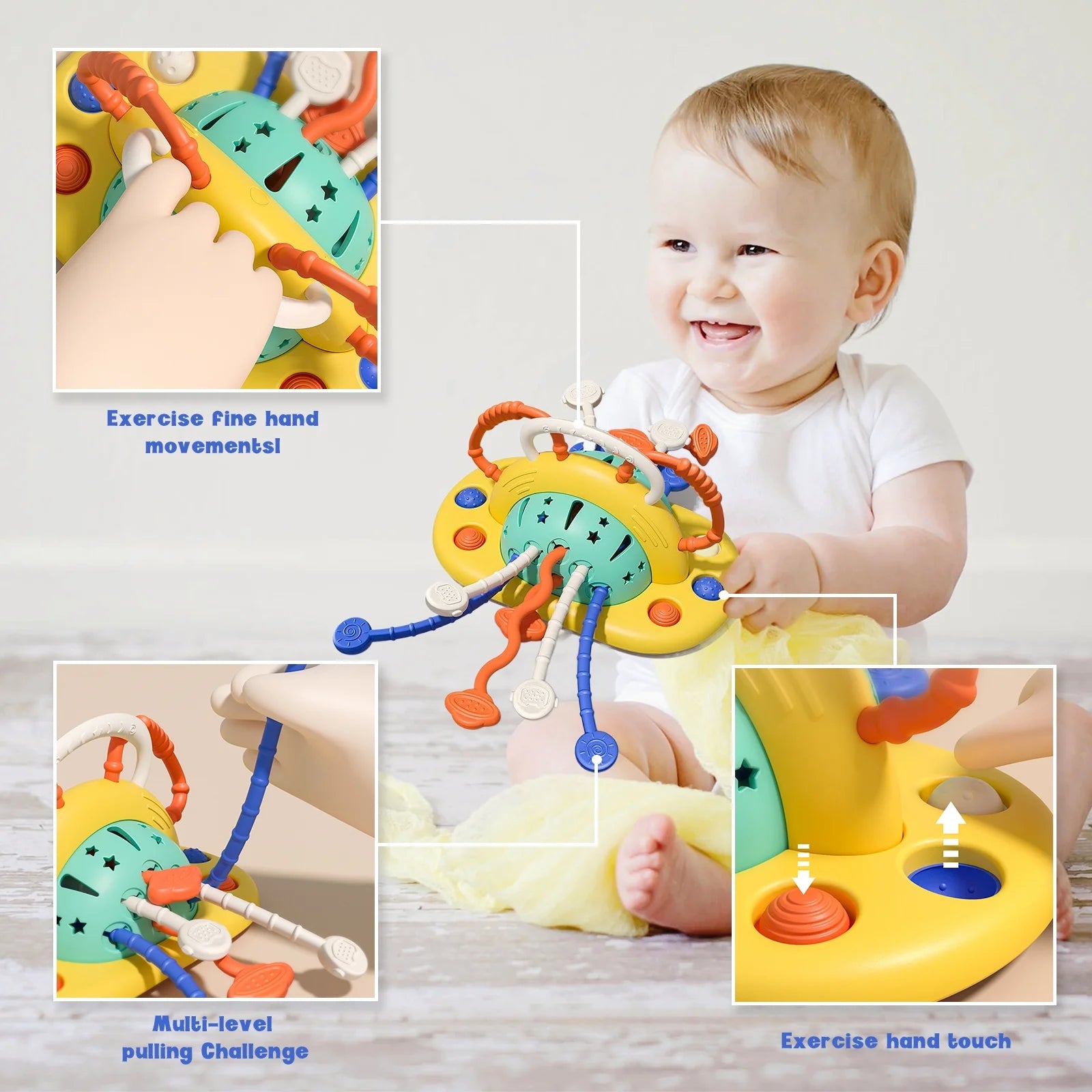 Baby Toys High Chair Toys with Suction Cup Toddler Pull String Toys for 6 12 Month Child Montessori Toy for 1 Year Gift