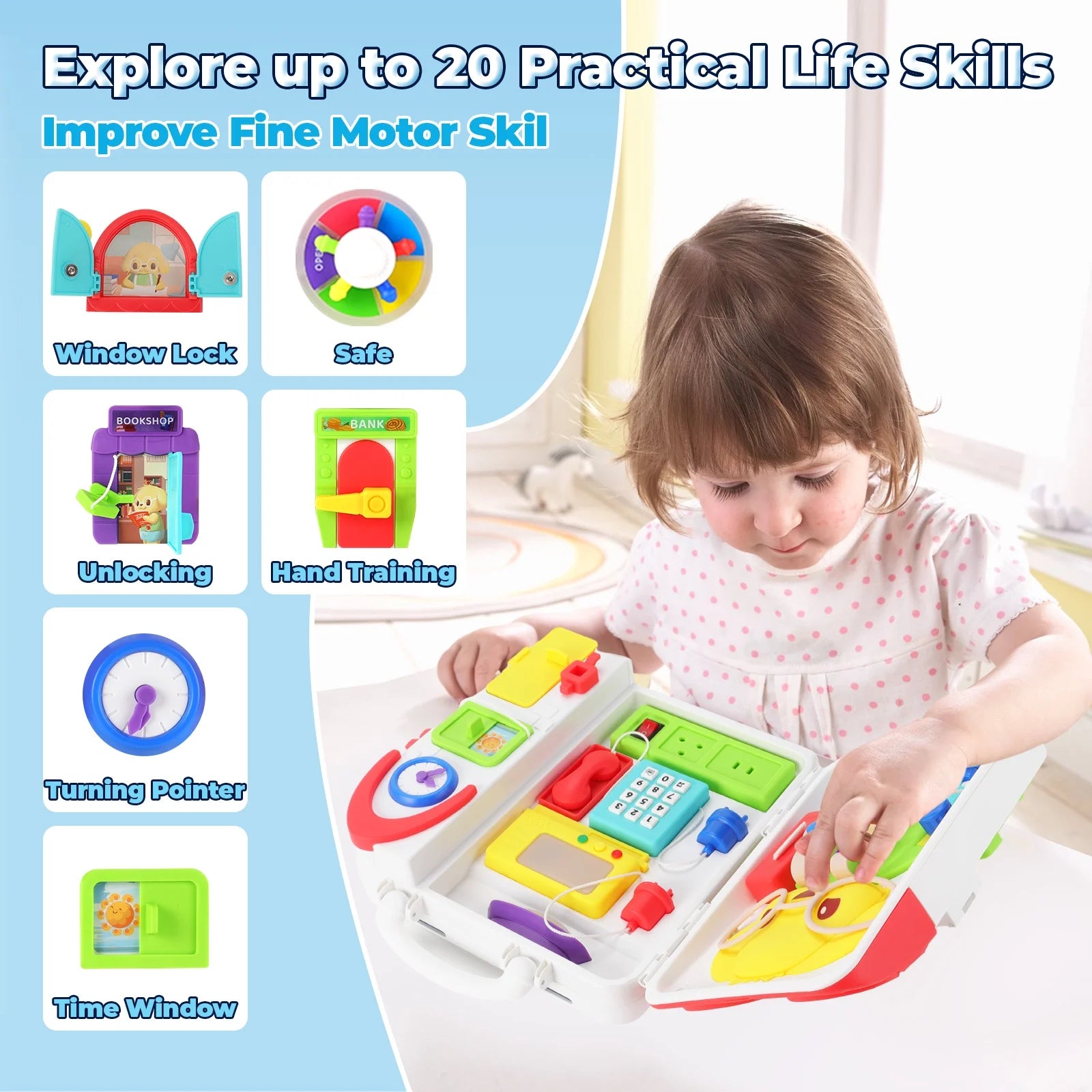 Montessori Toys for Toddler, 20 in 1 Busy Board Toy for Toddlers 1-3, Learning Educational Toys Gifts for 1 2 3 Year Old Boys Girls