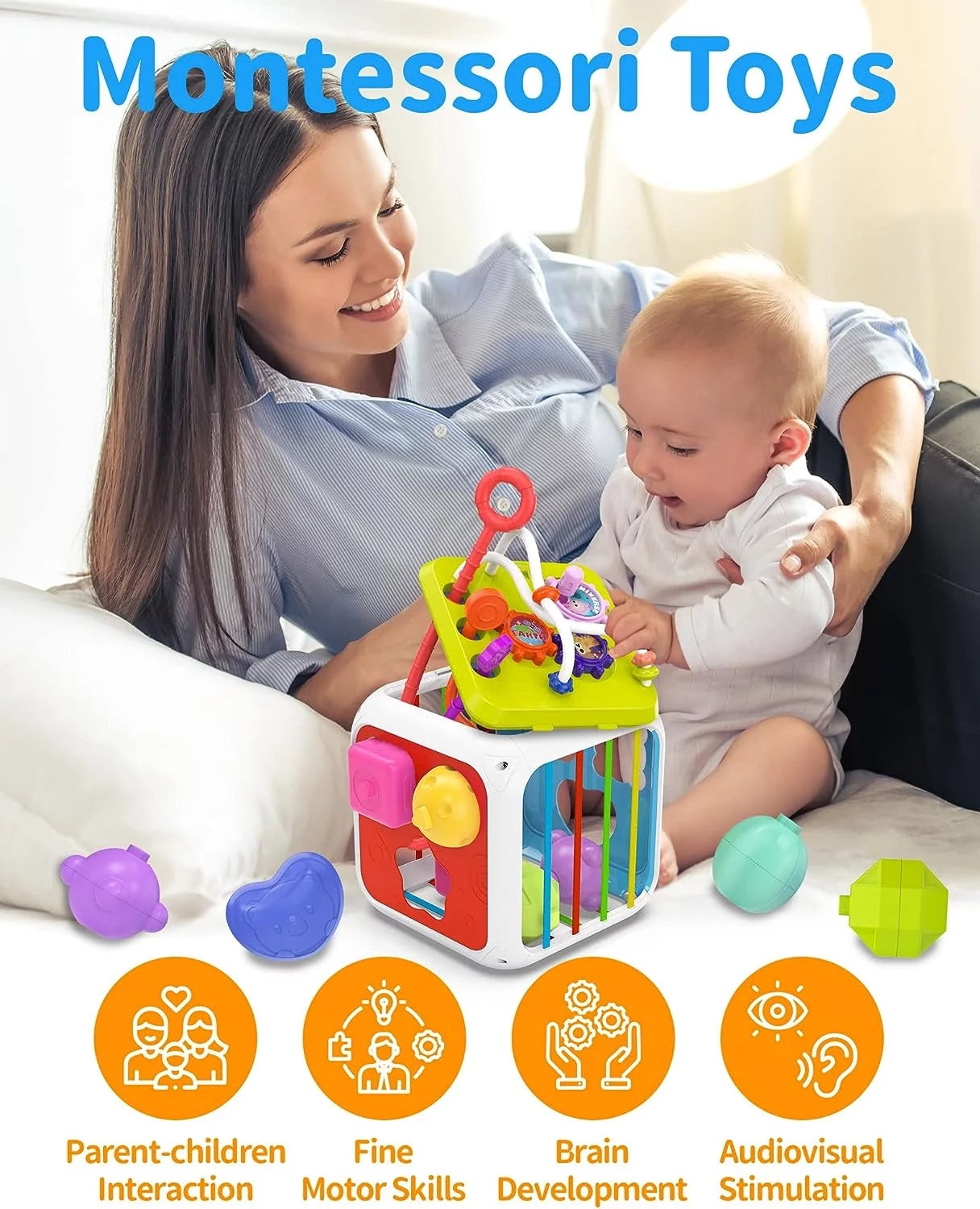 7-In-1 Baby Sensory Montessori Toys for 1 Year Old, Toddler Toys for 1 2 Year Old Boys Girls Birthday Gifts, Baby Toys 6 to 12 Months, Multifunction Learning Education Preschool Toys