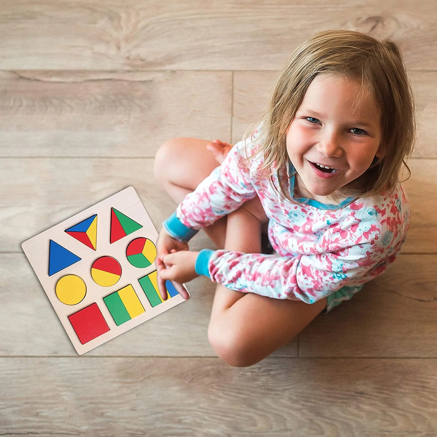 Set of 2 Wooden Shape Puzzles for Toddlers 1-3 with Assorted Blocks - Safe and Vibrant Montessori Toys for Little Girls and Boys - Shape Puzzles and Toy Blocks