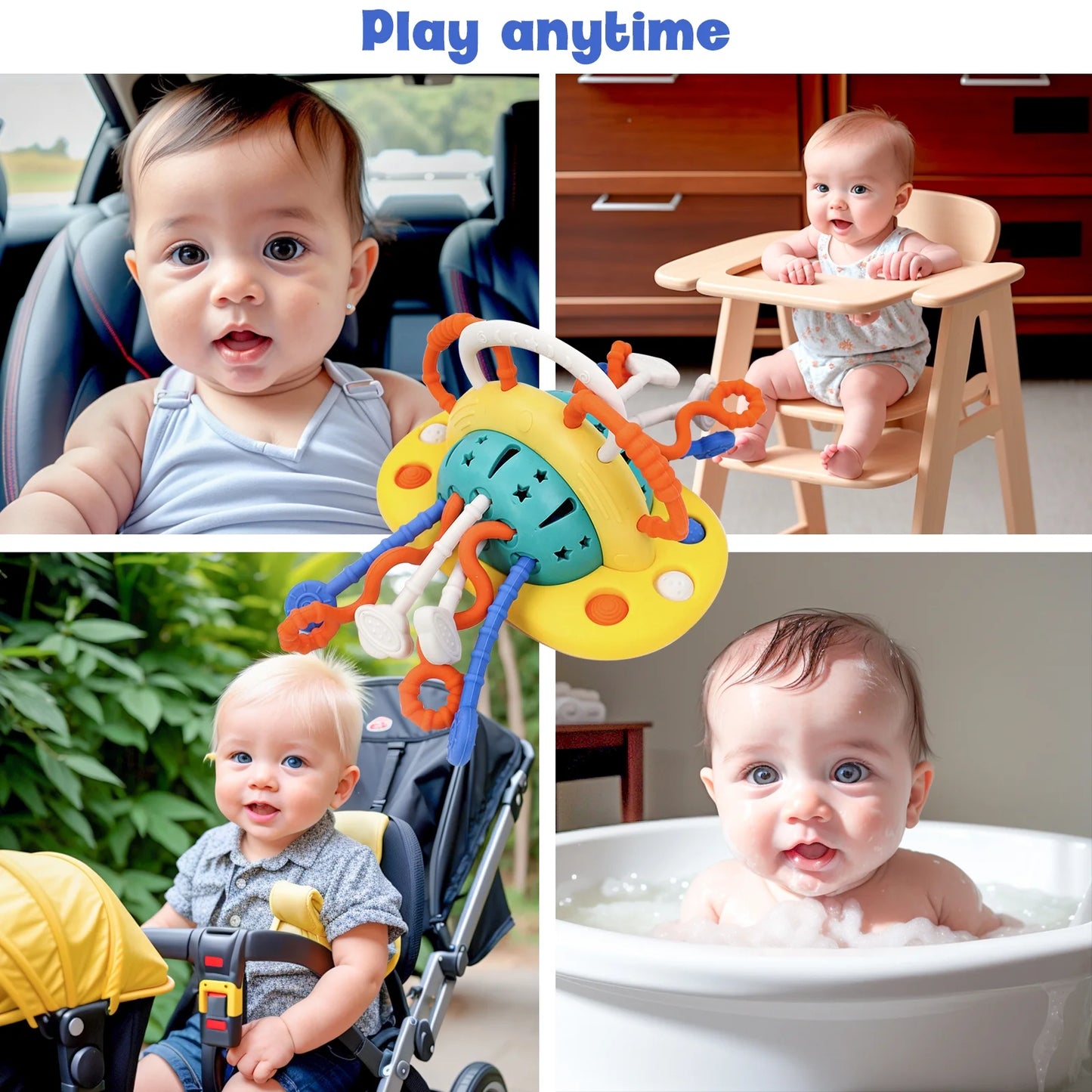 Baby Toys High Chair Toys with Suction Cup Toddler Pull String Toys for 6 12 Month Child Montessori Toy for 1 Year Gift