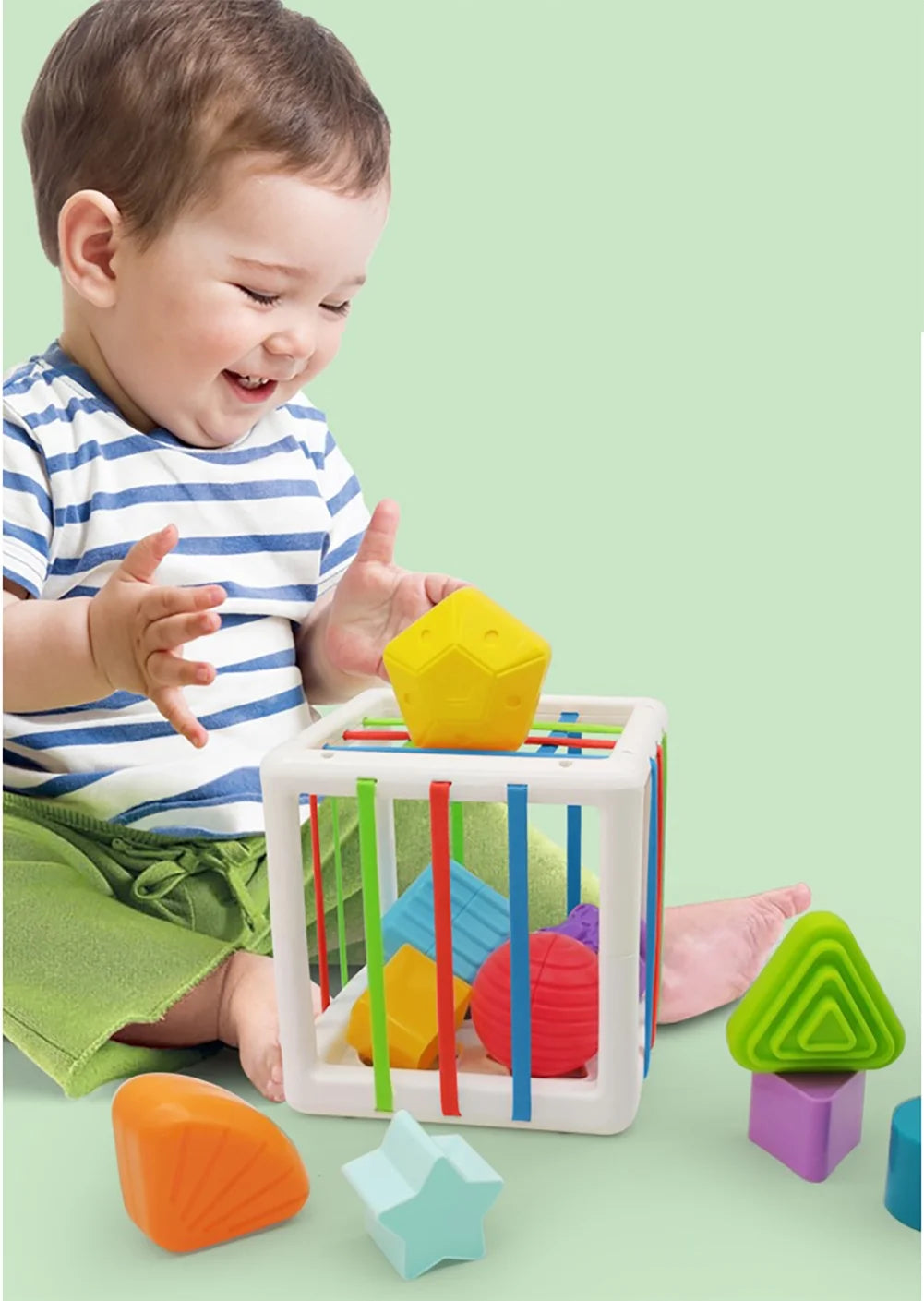 Baby Toys 6-12 Months, Shape Sorter Blocks Toy,Montessori Learning Toys for 1 Year Old Boys Girls Christmas Gift