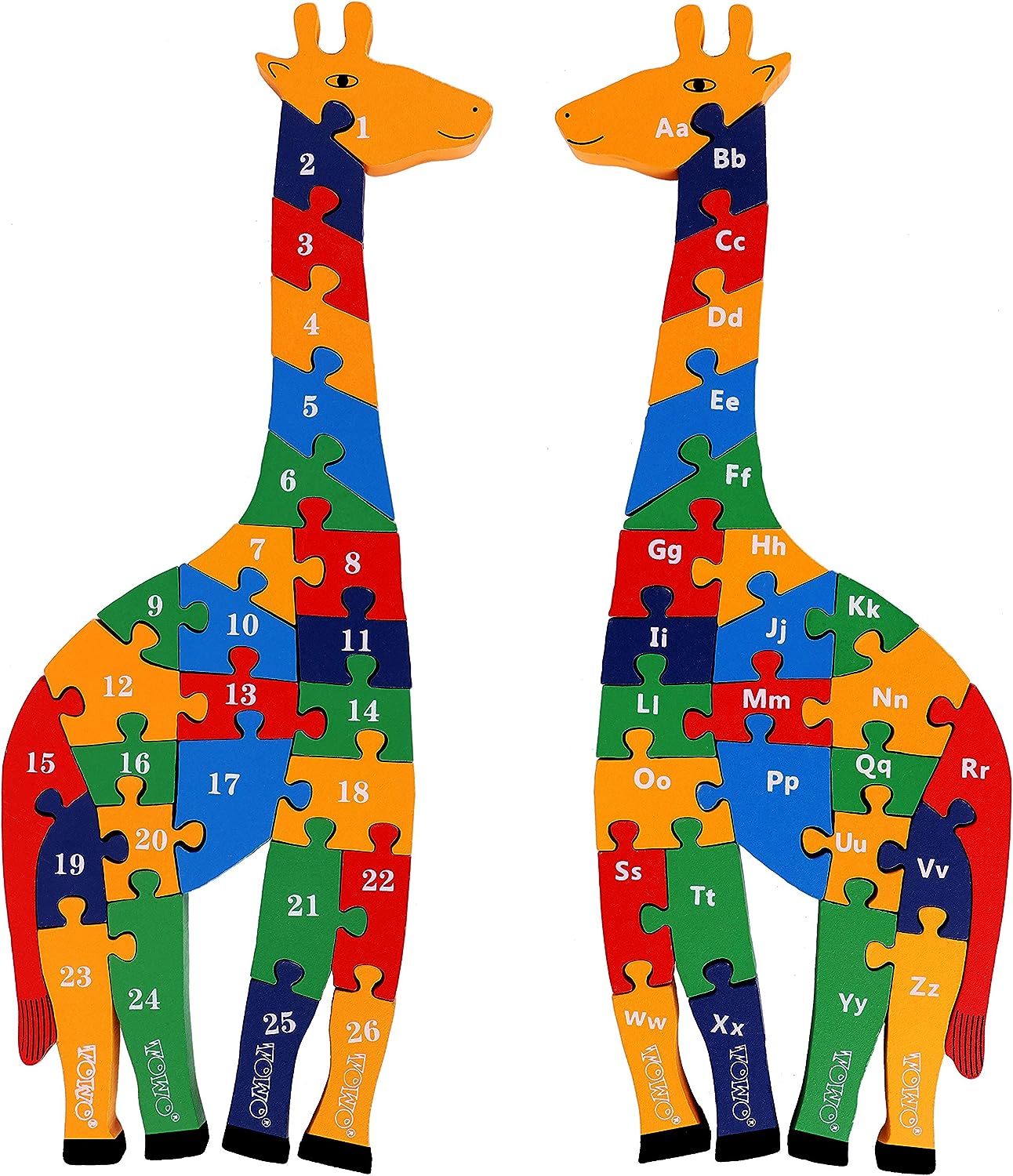 TOWO Wooden Giraffe Alphabet Blocks and Number Blocks Jigsaw Puzzle 41 cm Large Size 2 in 1 ABC Number Puzzle - Wooden Letter Blocks Puzzle Number Puzzles Educational Toys for 3 Year olds
