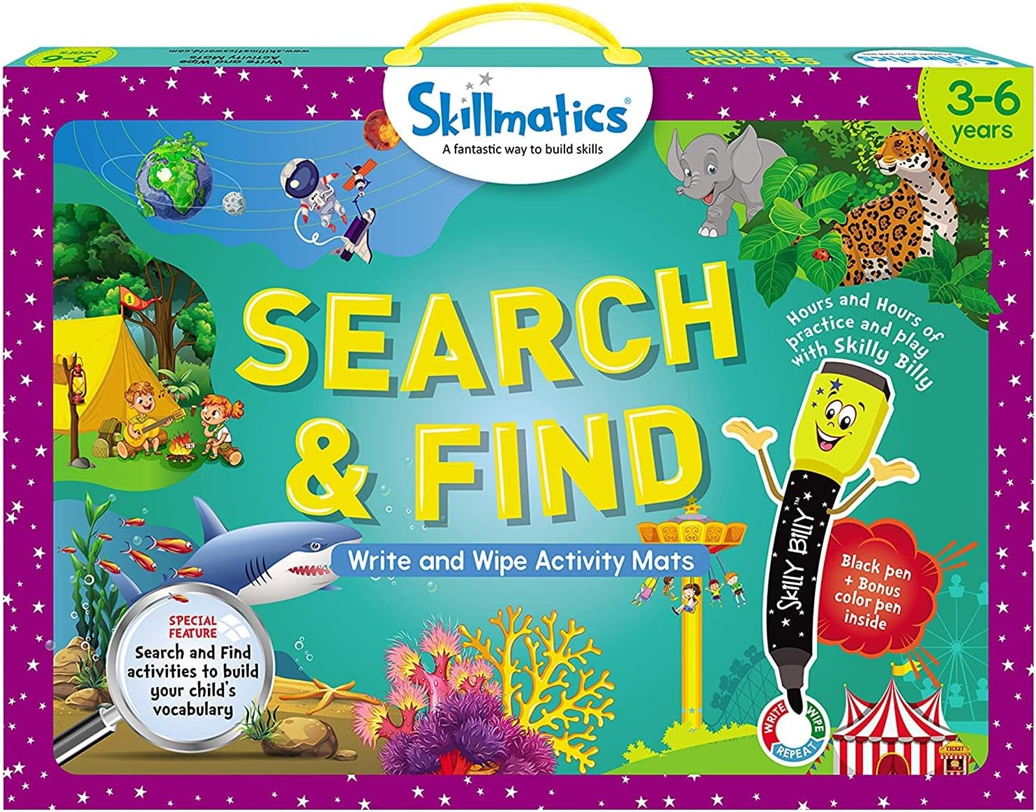 Skillmatics Search and Find Educational Game - Reusable Activity Mats with 2 Dry Erase Markers, Fun Learning, Gifts for Ages 3 to 6