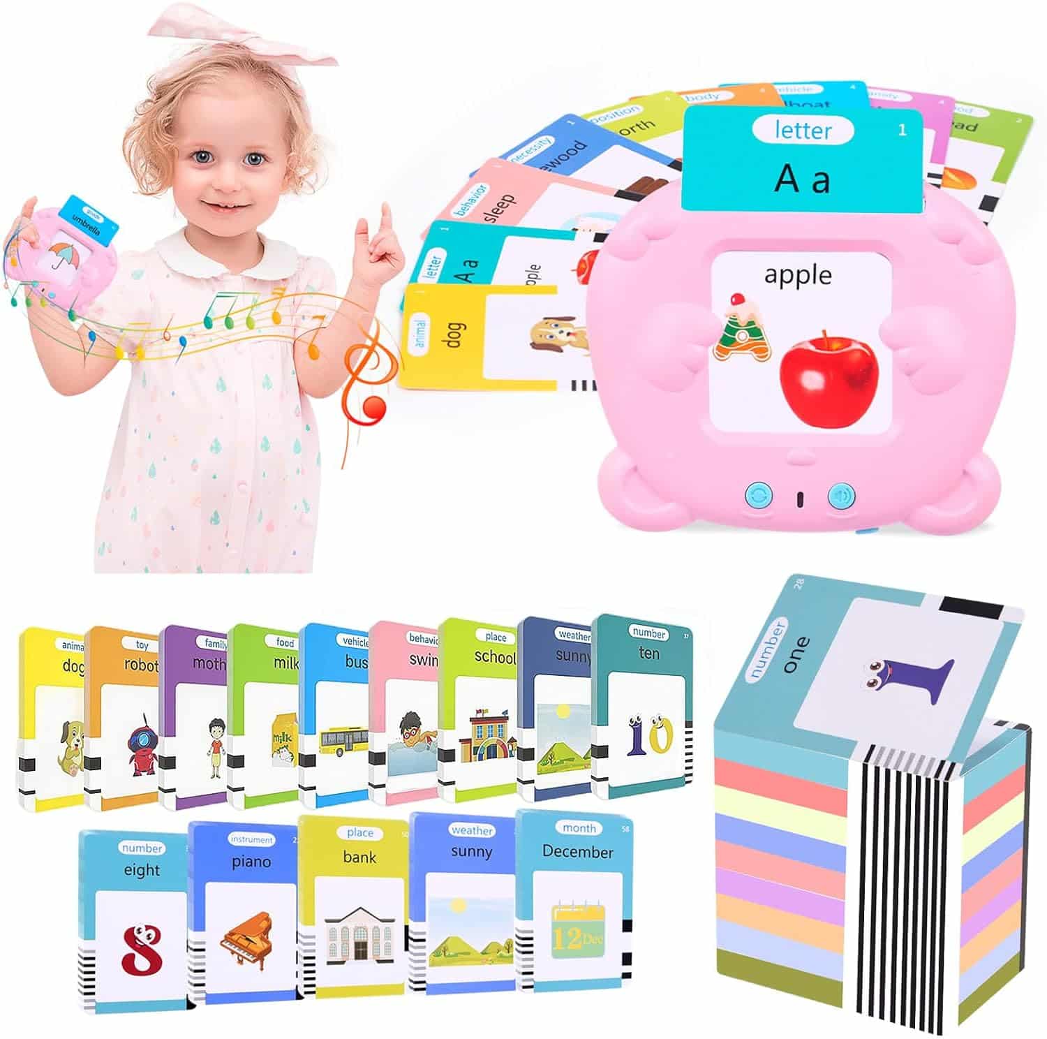 Toddle Toys for 2 3 4 5 Year Old Boys Girls Montessori Educational Learning Talking Flash Cards ABC Letters/Numbers/Shapes, Pocket Speech Autism Sensory Toy 510 Words Speech Therapy Toys Gift for Kids
