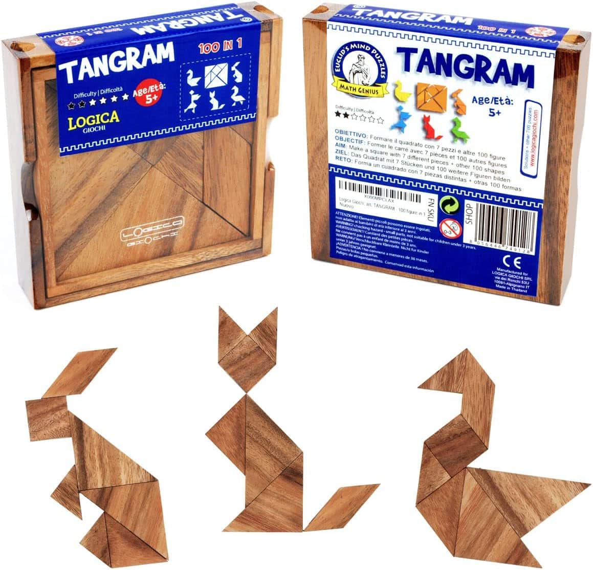 Logica Puzzles Art. Tangram - The Ultimate Brain Teaser in Fine Wood