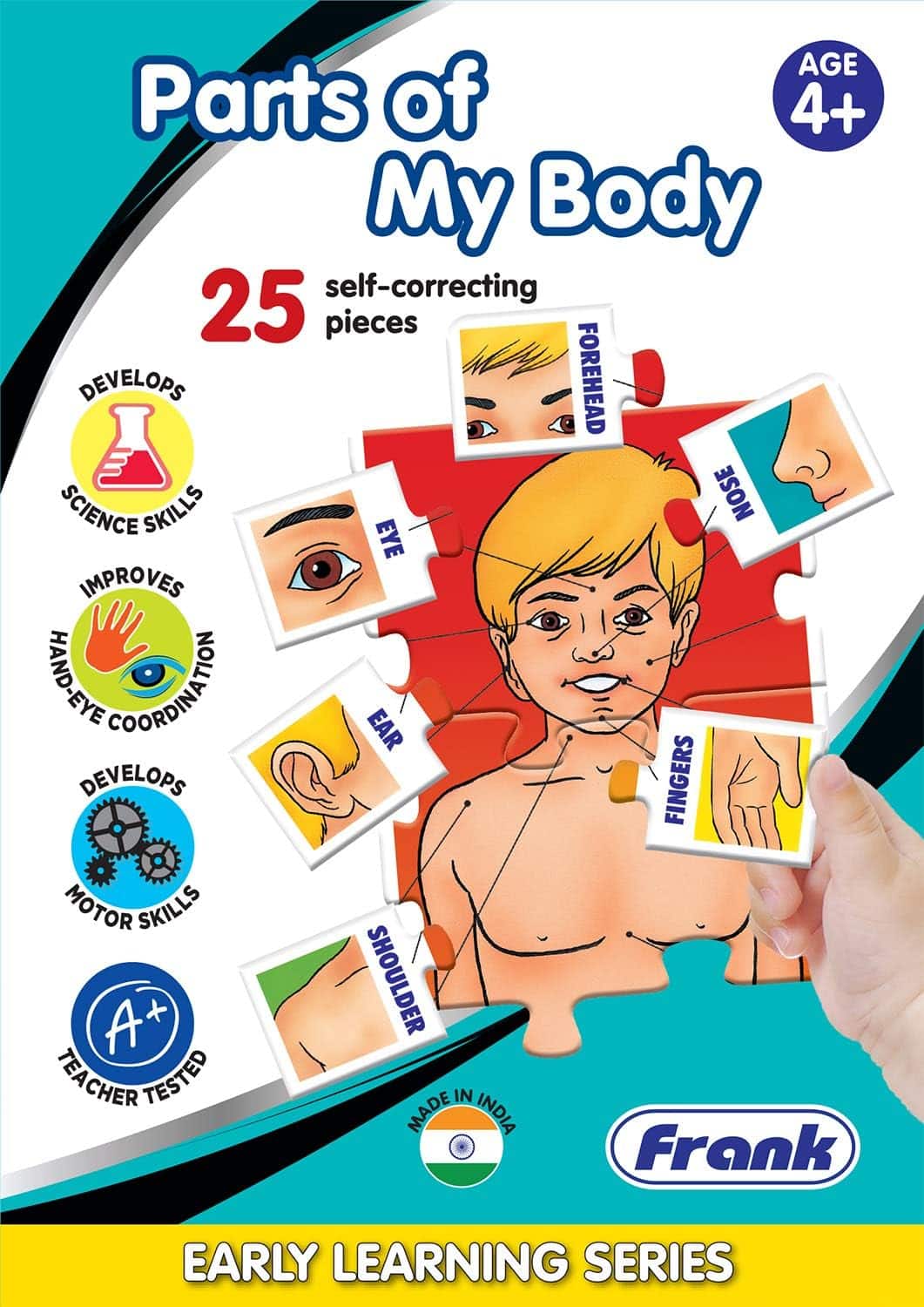Frank Parts of My Body Puzzle – 25 Self-Correcting Puzzle Pieces, Early Learner Educational Jigsaw Puzzle Set with Images | Ages 4 & Above | Educational Toys and Games