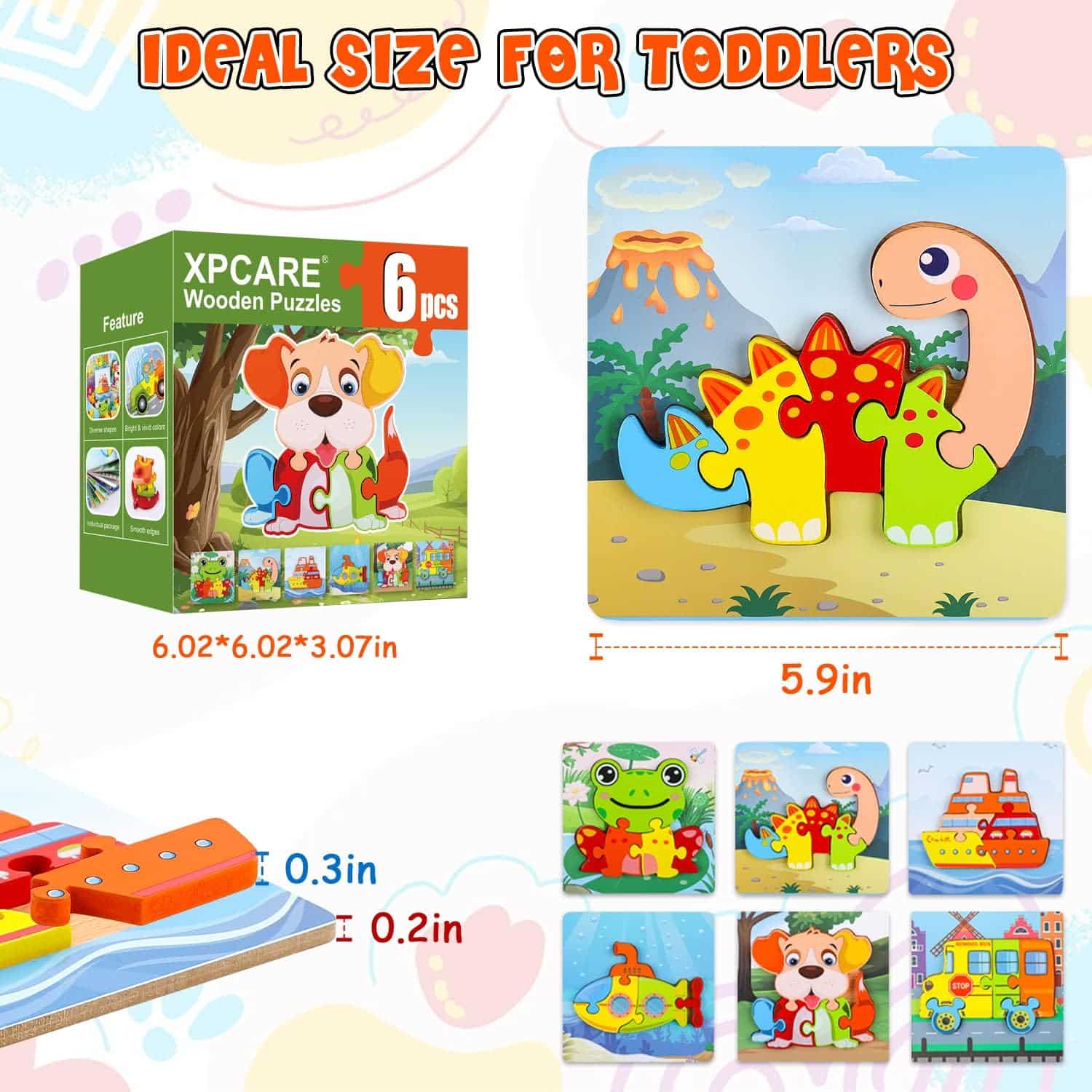 XPCARE Wooden Toddler Puzzles: A Fun and Educational Toy for Ages 1-3